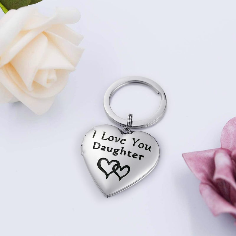 PHOCKSIN Silver Heart Locket Keychains for Women Gold Photo Locket Key chain that Hold Pictures New Years Gifts for Women - Image 2